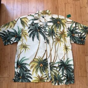 Tommy Bahama Tropical Palm Print Shirt - Green, Yellow, White